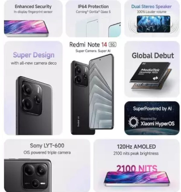 REDMI Note 14 5G (Titan Black, 256 GB)  (8 GB RAM) - Image 2