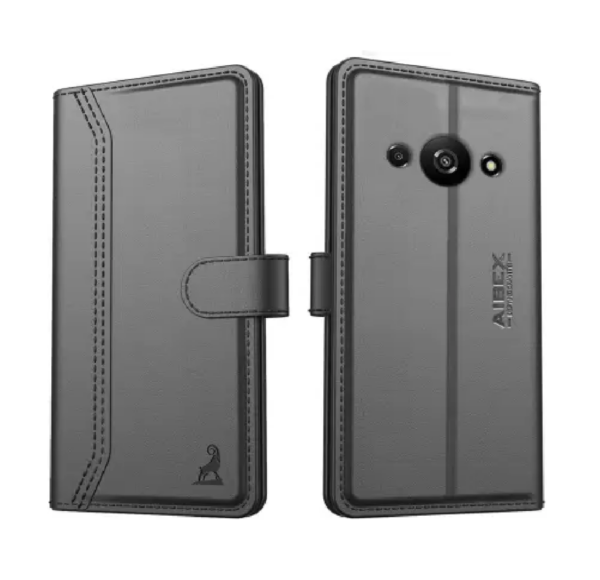 AIBEX Flip Cover for Poco C61 / Xiaomi Redmi A3 (Black, Cases with Holder, Pack of: 1)