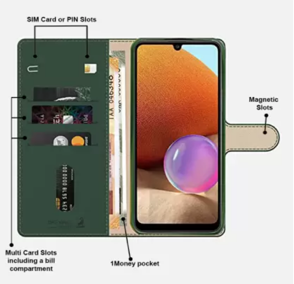 AIBEX Flip Cover for Poco C61 / Xiaomi Redmi A3 |Vegan PU Leather | - Image 3