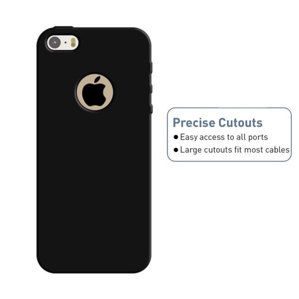 HELLO ZONE Exclusive Matte Finish Soft Back Case Cover for Apple iPhone 5 / 5S / Se - Black