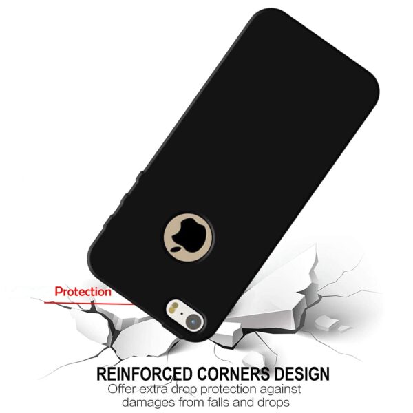 HELLO ZONE Exclusive Matte Finish Soft Back Case Cover for Apple iPhone 5 / 5S / Se - Black - Image 2