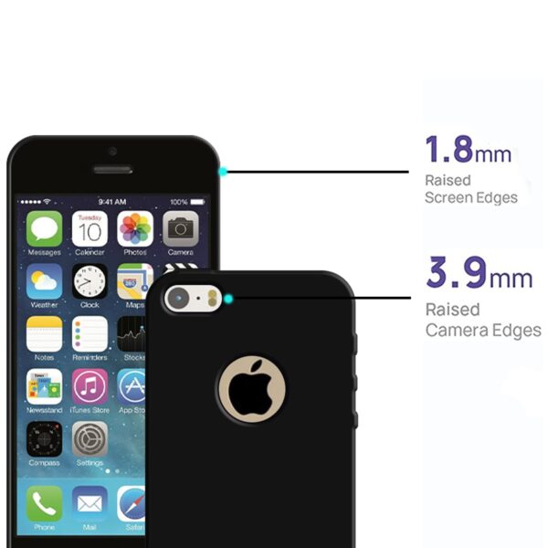 HELLO ZONE Exclusive Matte Finish Soft Back Case Cover for Apple iPhone 5 / 5S / Se - Black - Image 3