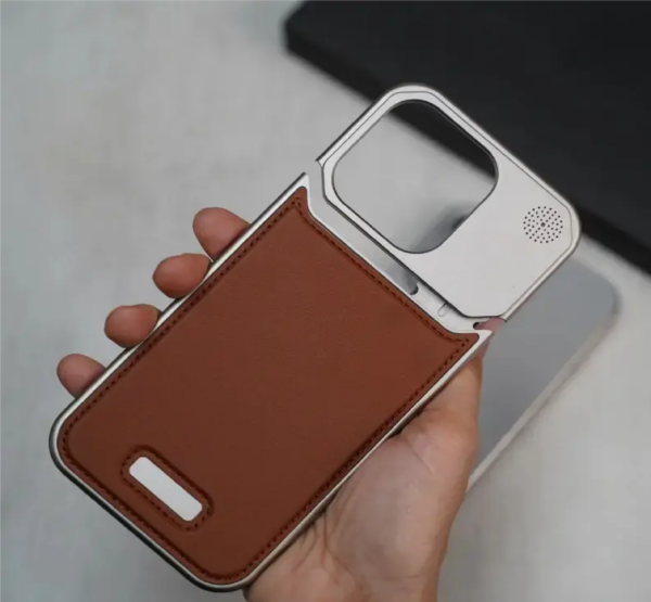 Magsafe Vegan Leather perfume Case With Titanium Frame for iPhone 16pro