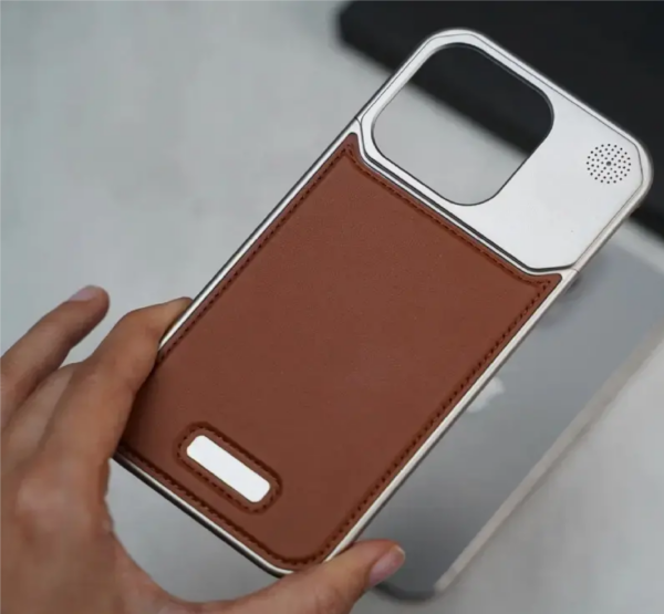 Magsafe Vegan Leather perfume Case With Titanium Frame for iPhone 16pro - Image 3