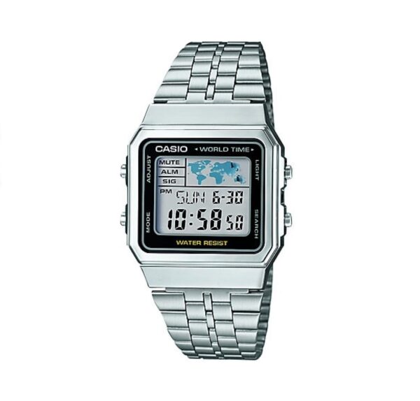 Casio Gents 33.00mm Quartz Watch with LCD Digital dial and Silver Metal Bracelet Strap A500WEA-1EF