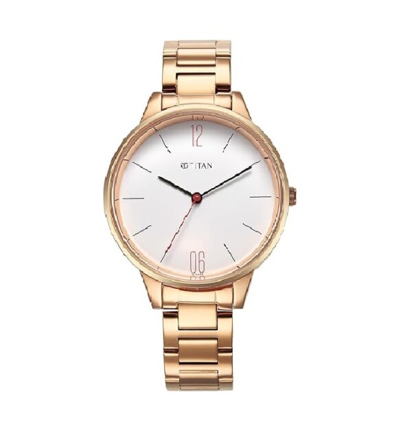 Titan Women's Analog White Dial Red Band Stainless Steel Watch