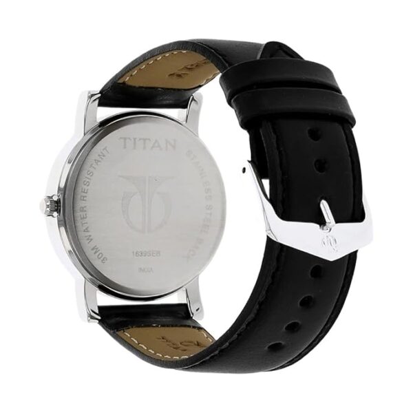 Titan Quartz Analog Silver Dial Leather Strap Watch for Men-NN1639SL03 - Image 2