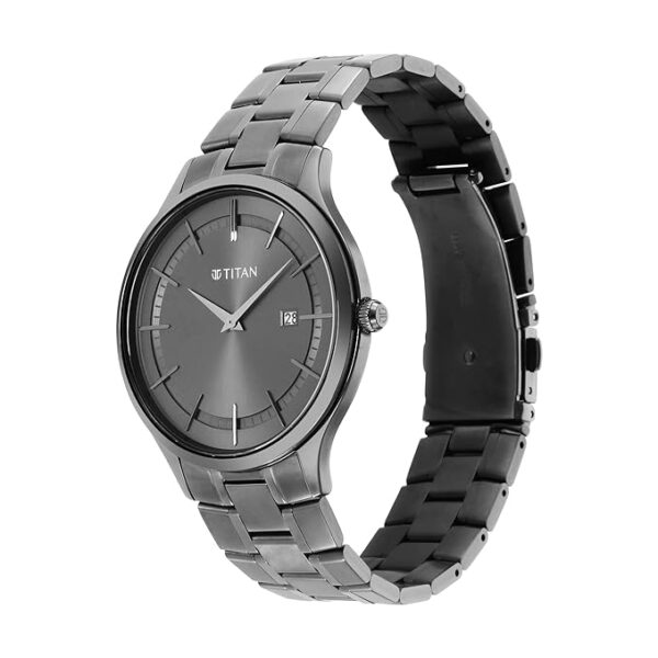 Titan Classique Slimline Anthracite Dial Analog with Date Stainless Steel Strap Watch for Men-NS90142QM02 - Image 2