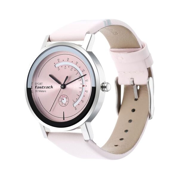 Fastrack Wear Your Look Quartz Analog with Day and Date Pink Dial Leather Strap Watch for Girls-NS6172SL03 - Image 3