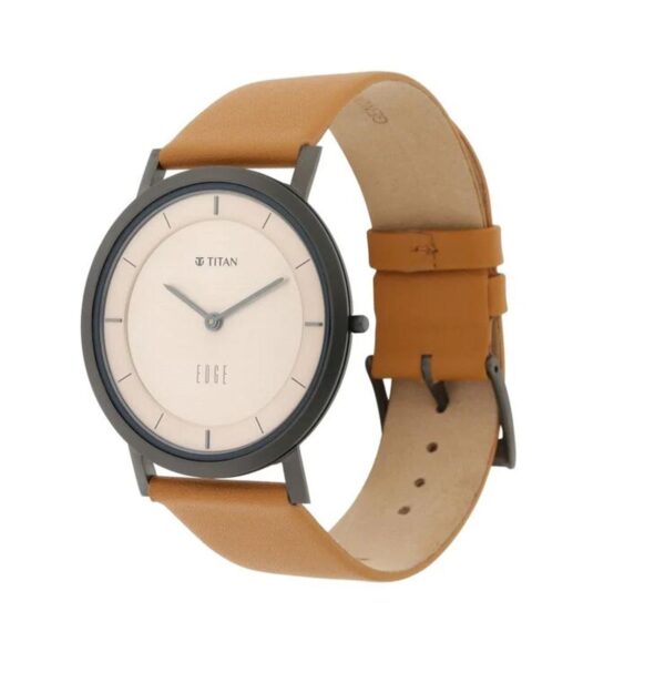 Titan Edge Beige Dial Analog Leather Strap Watch for Men-NS1595QL01 - Image 3