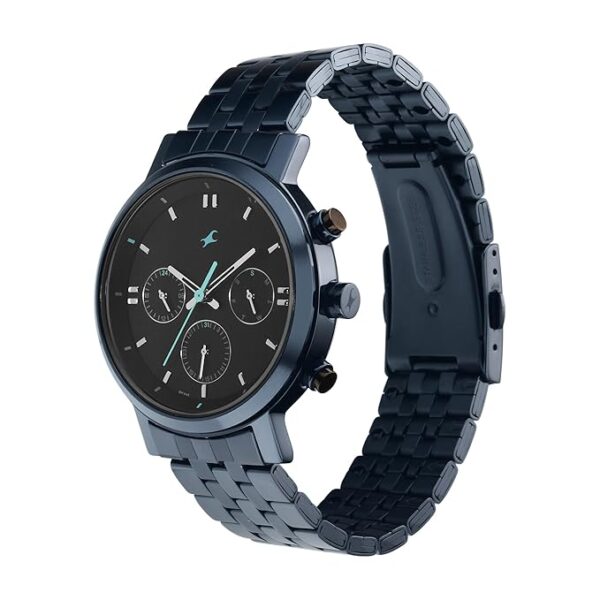 Fastrack Mens Tick Tock Quartz Analog Black dial Metal Strap Watch - Image 3