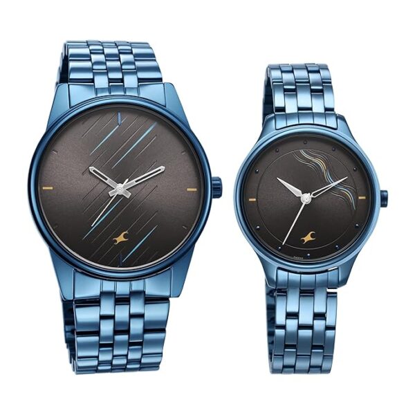 Fastrack Mixmatched Quartz Analog Black Dial Blue Stainless Steel Strap Watch
