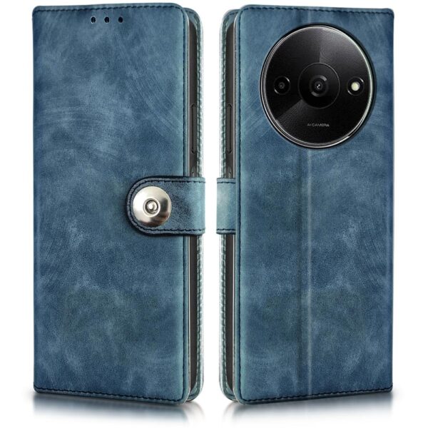 WOW IMAGINE Shock Proof Flip Cover Back Case for Mi Redmi A3 | Redmi A3X | Poco C61 (Magnetic Button Flip Case |Aquamarine