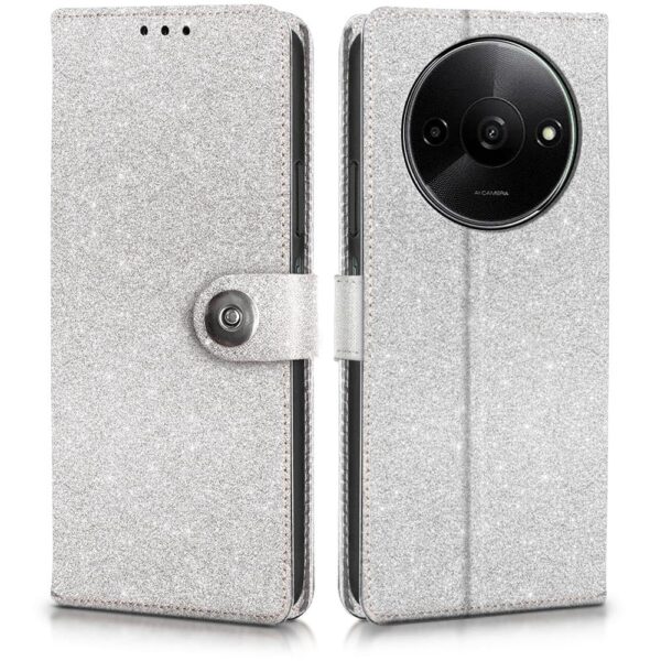 WOW IMAGINE Shock Proof Flip Cover Back Case for Mi Redmi A3 | Redmi A3X | Poco C61 (Magnetic Button Flip Case |(Shimmer)