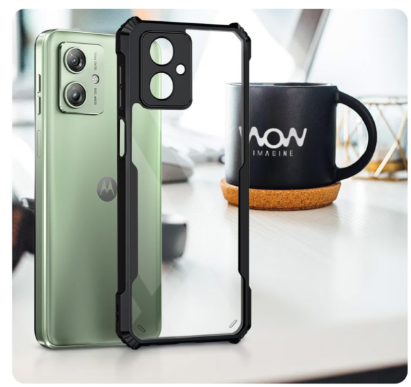 WOW IMAGINE Shock Proof Clear Protective Back Case for Motorola Moto G54 5G |Black - Image 3