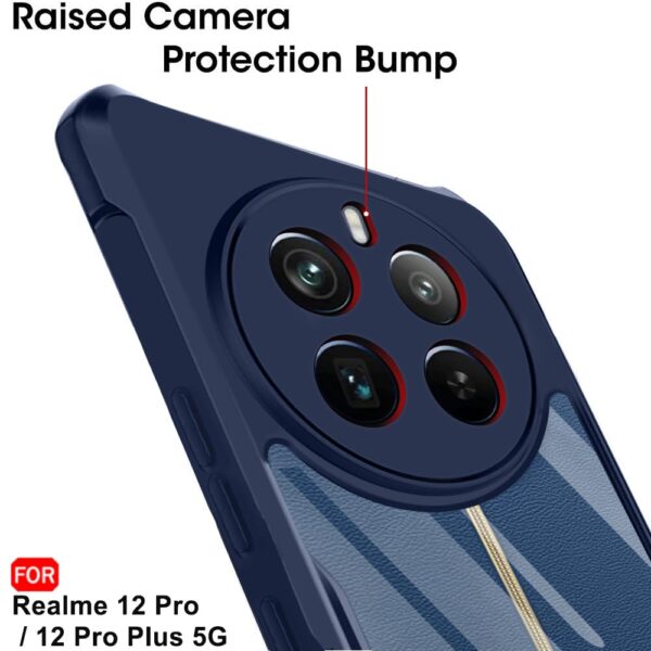 TheGiftKart ShockProof Crystal Clear Back Cover Case For Realme 12 Pro / 12 Pro Plus 5G / ( Blue Bumper) - Image 3