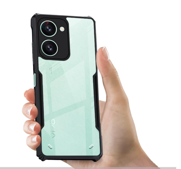 CEDO Vivo Y18 / Y18e / Y03 / Y28s (4G) Back Case Cover |Transparent (Black) - Image 2