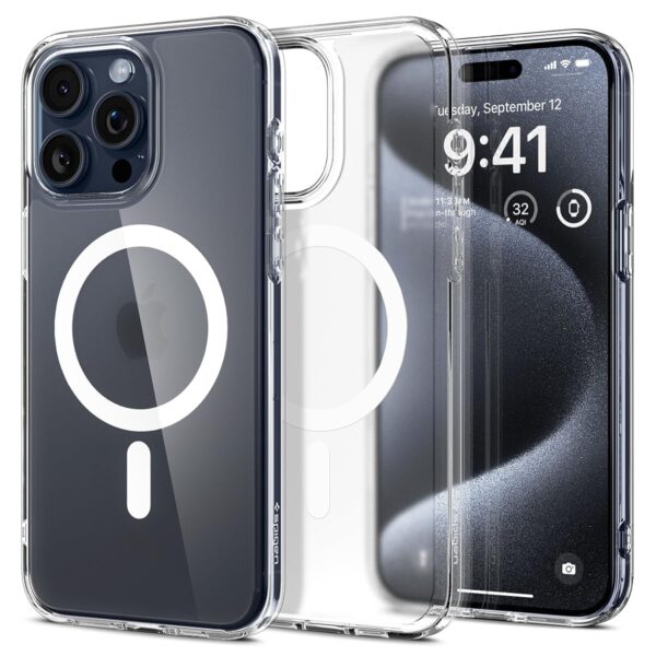 Spigen Ultra Hybrid Magfit Back Cover Case iPhone 15 Pro-(Frost Clear)