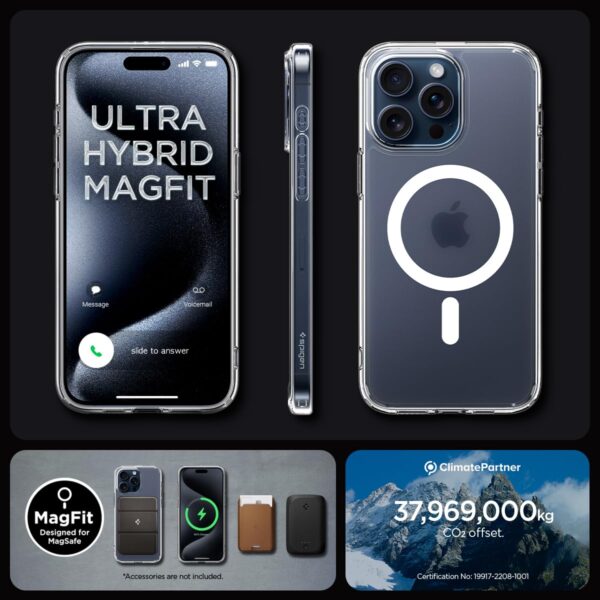 Spigen Ultra Hybrid Magfit Back Cover Case iPhone 15 Pro-(Frost Clear) - Image 2