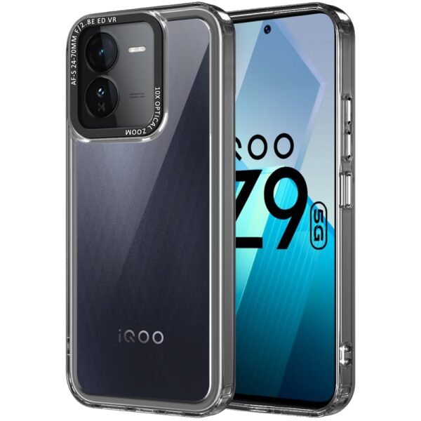 TheGiftKart Hybrid Shockproof Back Cover Case for IQOO Z9 5G |(TPU & PC, Smoked Bumper)