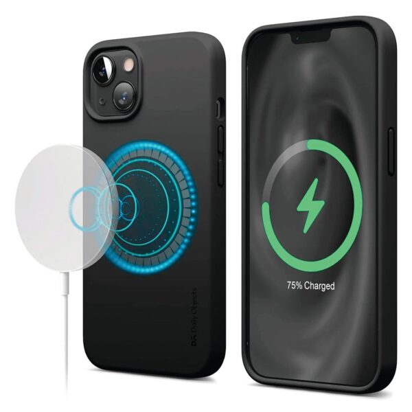 DailyObjects Case for iPhone 13 Compatible-Black Flekt Silicone Magnetic Ring