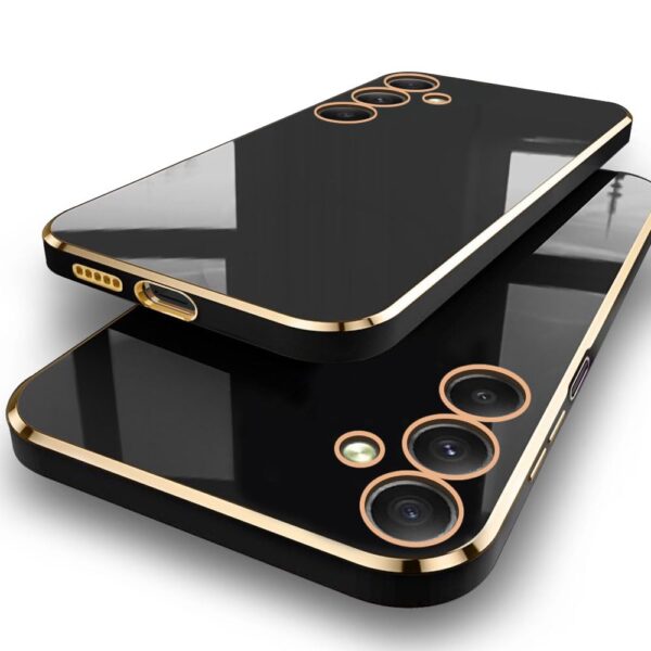 TheGiftKart Luxurious Golden-Plated Back Cover Case for Samsung Galaxy A16 5G | (TPU, Black)