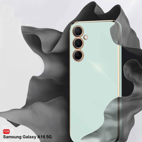 TheGiftKart Luxurious Golden-Plated Back Cover Case for Samsung Galaxy A16 5G |(TPU, Light Green) - Image 3