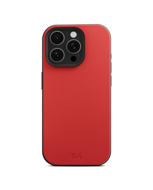 DailyObjects Leatherite Case for iPhone 16 Pro- Crimson-Grey