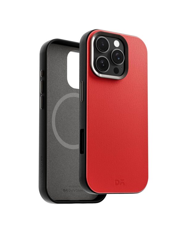 DailyObjects Leatherite Case for iPhone 16 Pro- Crimson-Grey - Image 2