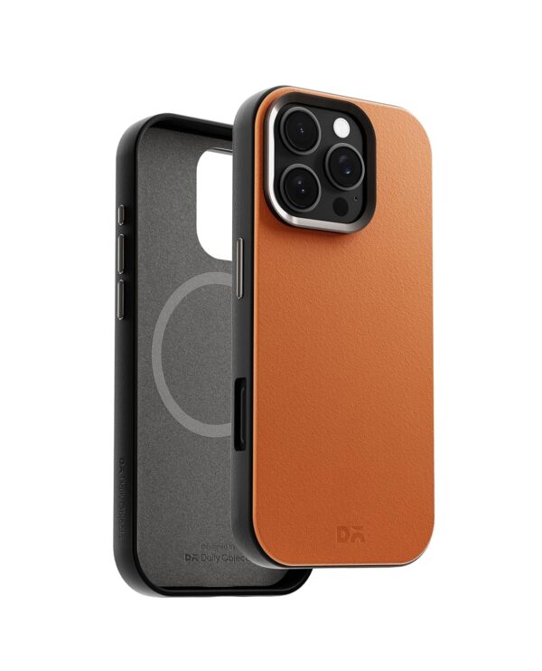 DailyObjects Leatherite Case for iPhone 16 Pro-Tan-Grey - Image 2