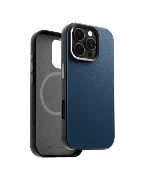 DailyObjects Leatherite Case for iPhone 16 Pro-Navy Blue-Grey - Image 2