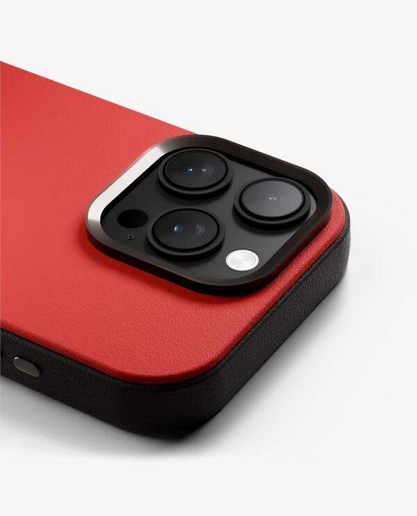 DailyObjects Leatherite Case for iPhone 16 Pro- Crimson-Grey - Image 3