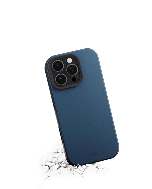 DailyObjects Leatherite Case for iPhone 16 Pro-Navy Blue-Grey - Image 3