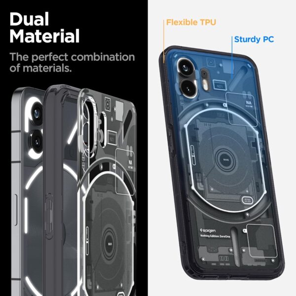 Spigen Ultra Hybrid Back Cover Case Compatible With Nothing Phone (2) (Tpu + Poly Carbonate|Zero One),Black - Image 3