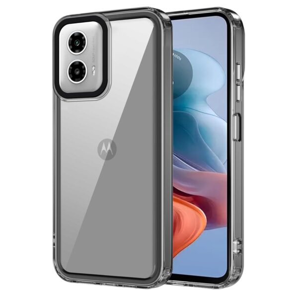 amazon basics Back Case Cover for Moto G45 5G |  (TPU + PC | Translucent Black)