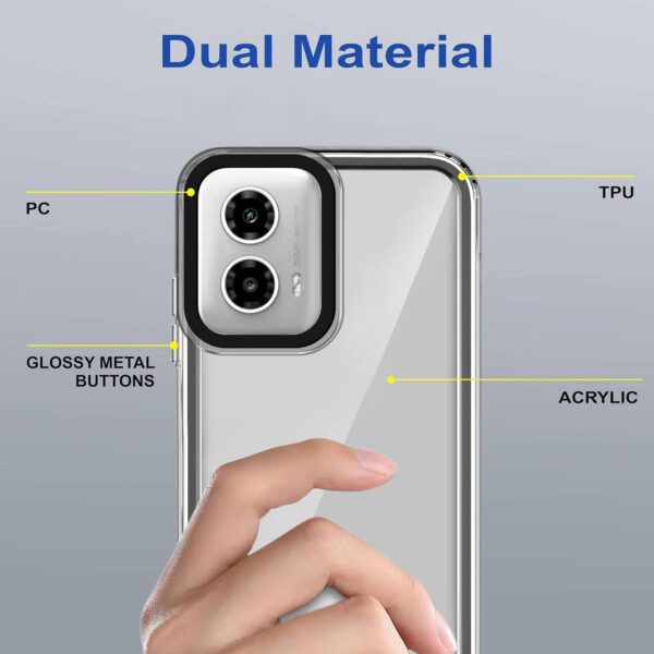 amazon basics Back Case Cover for Moto G45 5G |  (TPU + PC | Translucent Black) - Image 3