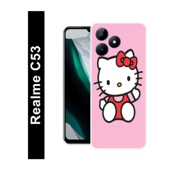 itrusto Back Cover for Realme C53/ RMX3762 Hello Kitty Printed Designer Mobile Cover