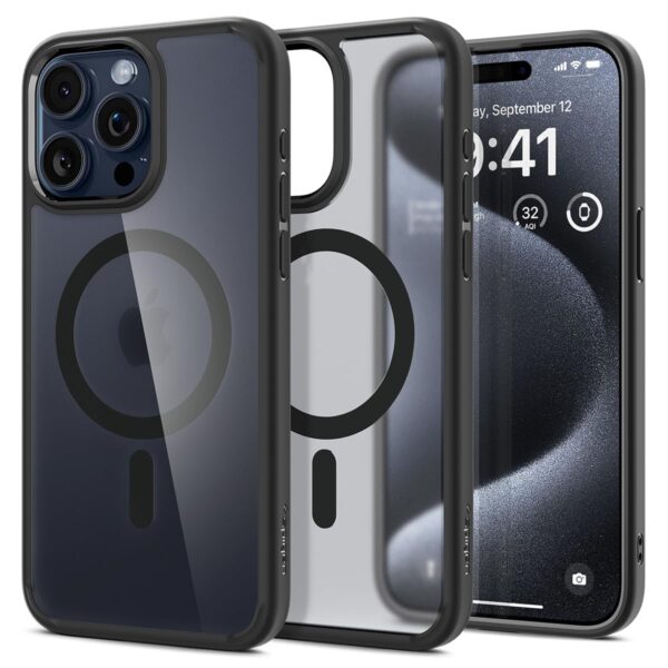 Spigen Ultra Hybrid Magfit Back Cover Case  iPhone 15 Pro(Frost Black)