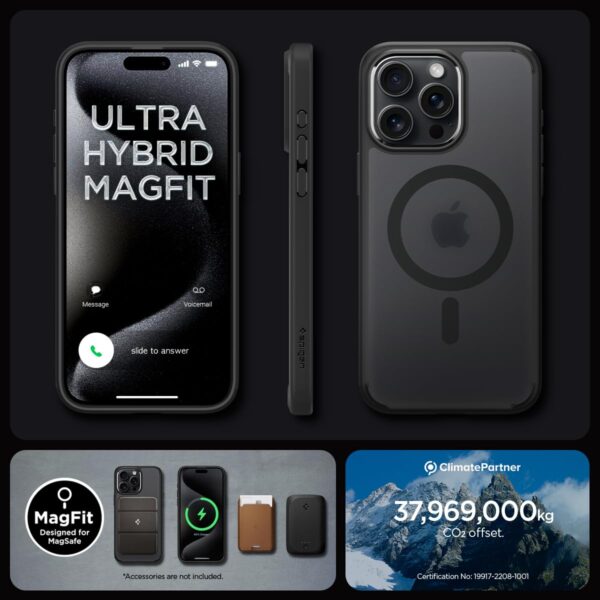 Spigen Ultra Hybrid Magfit Back Cover Case  iPhone 15 Pro(Frost Black) - Image 2
